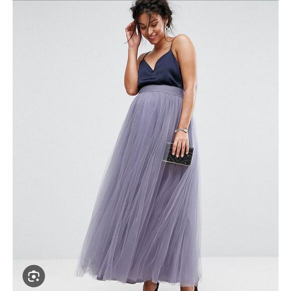 Little Mistress Lavender Tulle Maxi Skirt, US 6 Petite NWT - Picture 1 of 4
